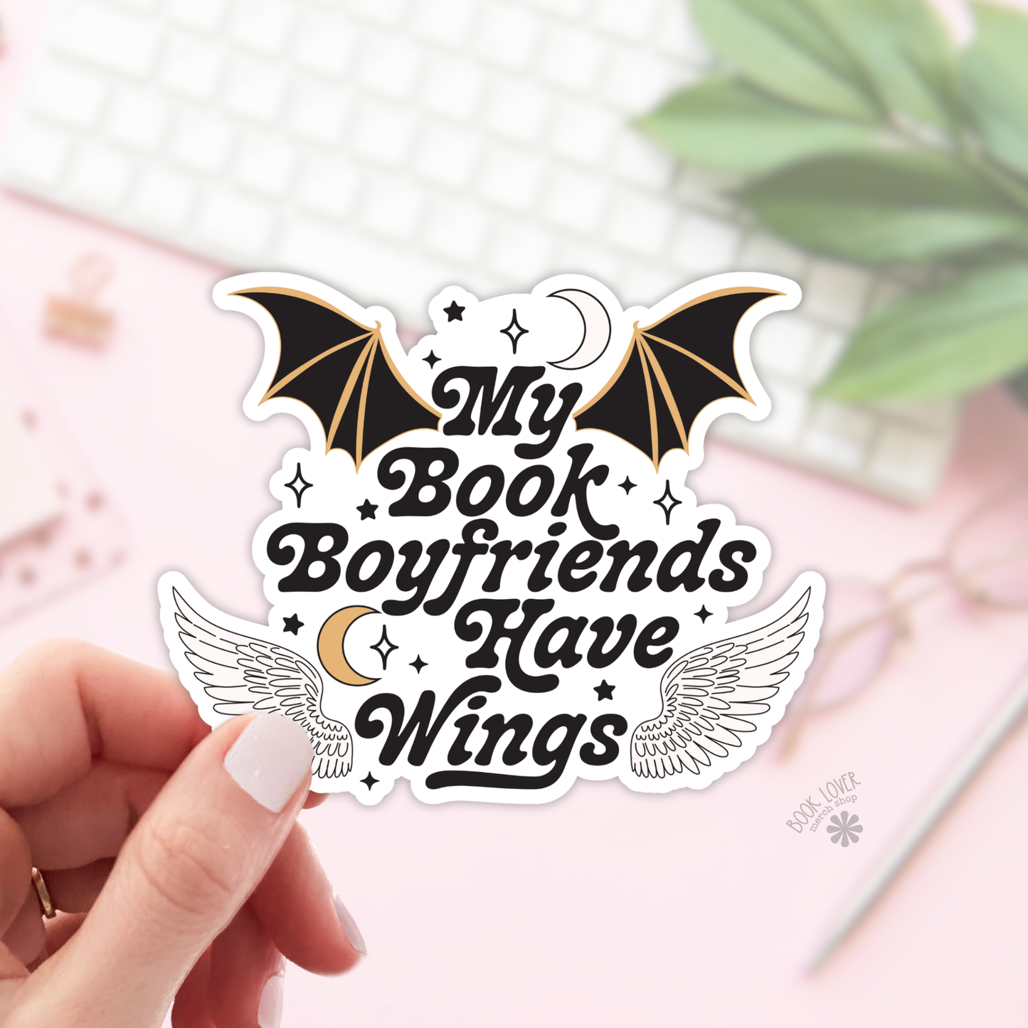Book Lover Merch Shop - My Book Boyfriends Have Wings Stickers / Bookish Stickers / : 3''