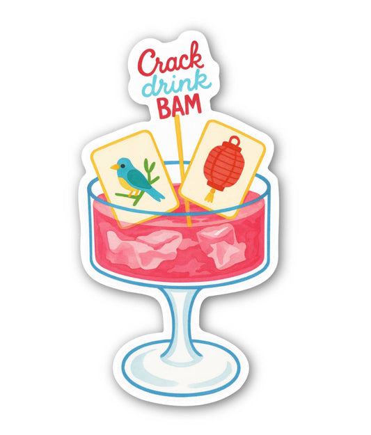 inviting affairs paperie - Mahjong “Crack Drink Bam” Sticker–Cute Cocktail Mahjong Tile