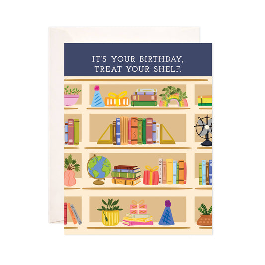 Bloomwolf Studio - Treat Your Shelf Greeting Card - Books Birthday Card