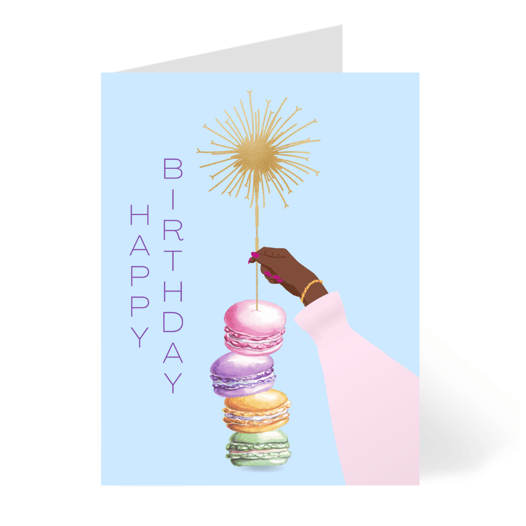 CheerNotes - Macaron Birthday Card - Black woman - chic - foodie pun