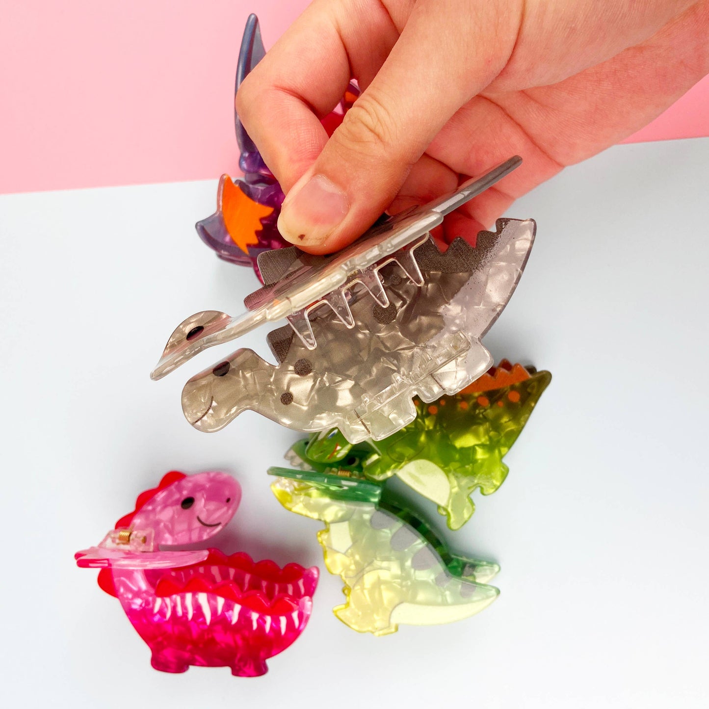 mildstyles - Cute Cartoon Dinosaur Spring Hair Claw Clips: Red-6cm
