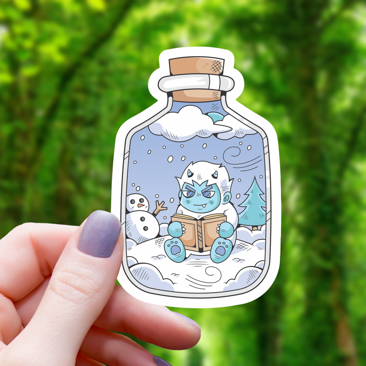 Mimic Gaming Co - Reading Yeti Cryptid Terrarium Sticker- 3"