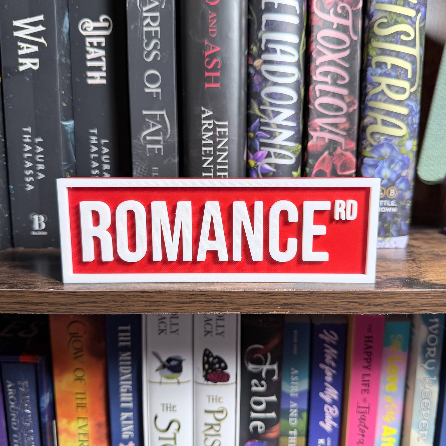 The Crafted Nook - Romance Street Sign | Bookshelf Decor: Magenta