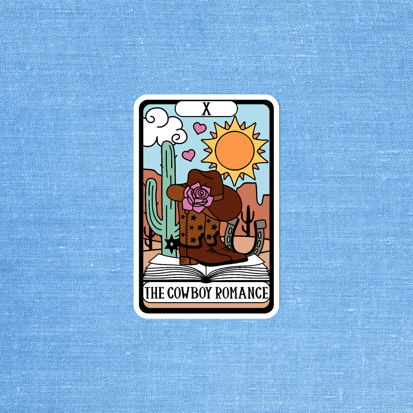 Radical Buttons - Cowboy romance tarot sticker, Kindle sticker, Reader sticker