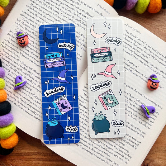 Cozy Reads Shop - Witchy Readers Club Bookmark: Green & pink / Tassel