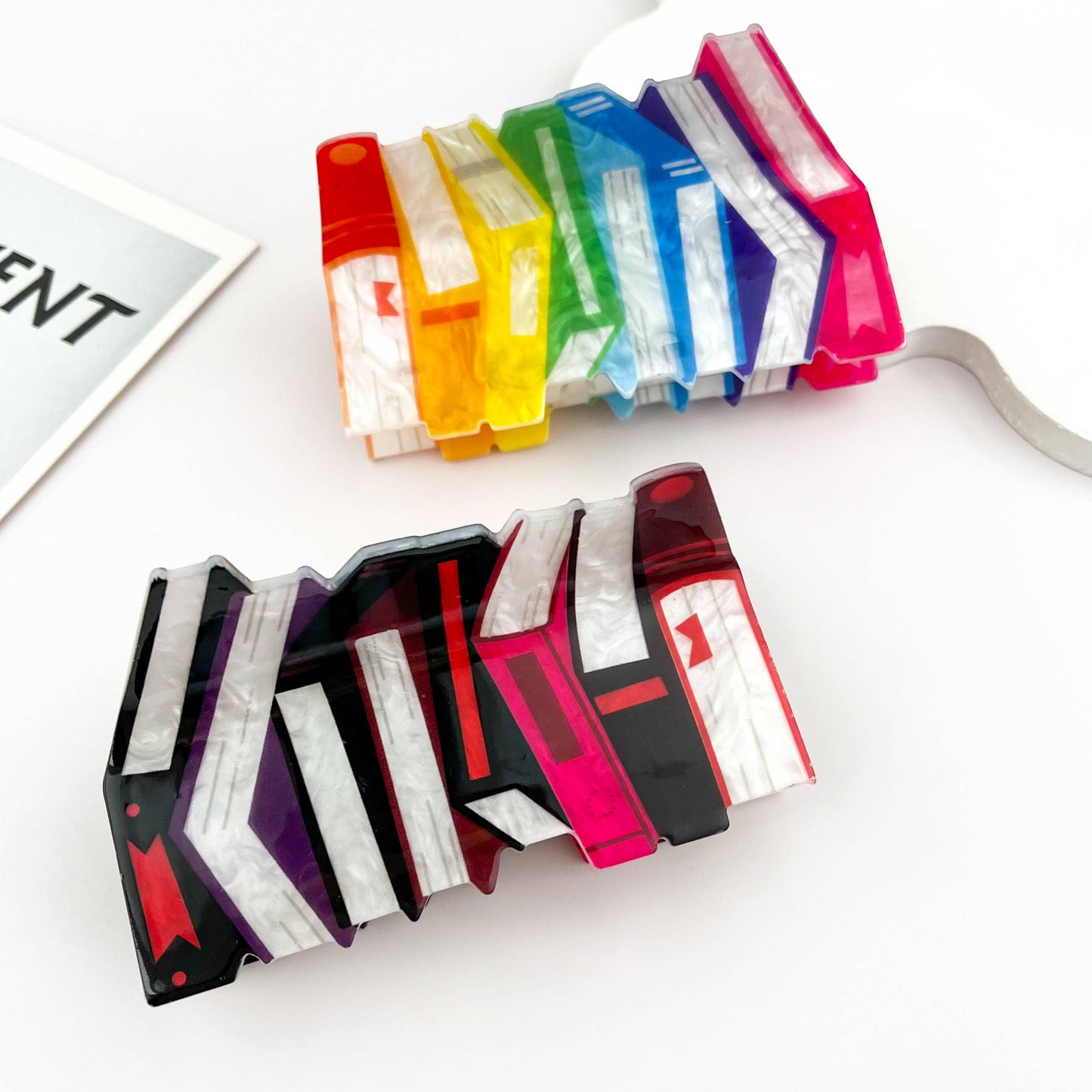 mildstyles - New Stacked Books Print Acrylic Hair Claw Clip: B