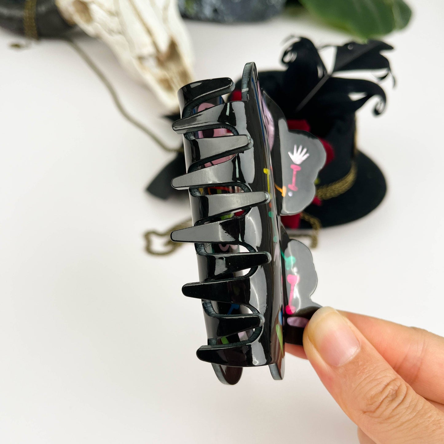 mildstyles - Halloween Black Skull Say Hi Hair Claw Clip: Black