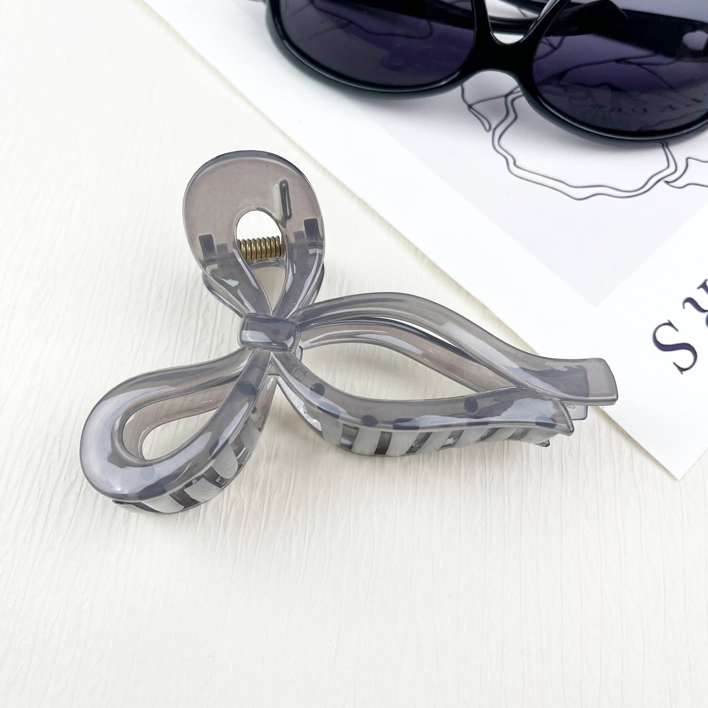 mildstyles - Transparent jelly Bow Large Spring Hair Claw Clips: Redleo