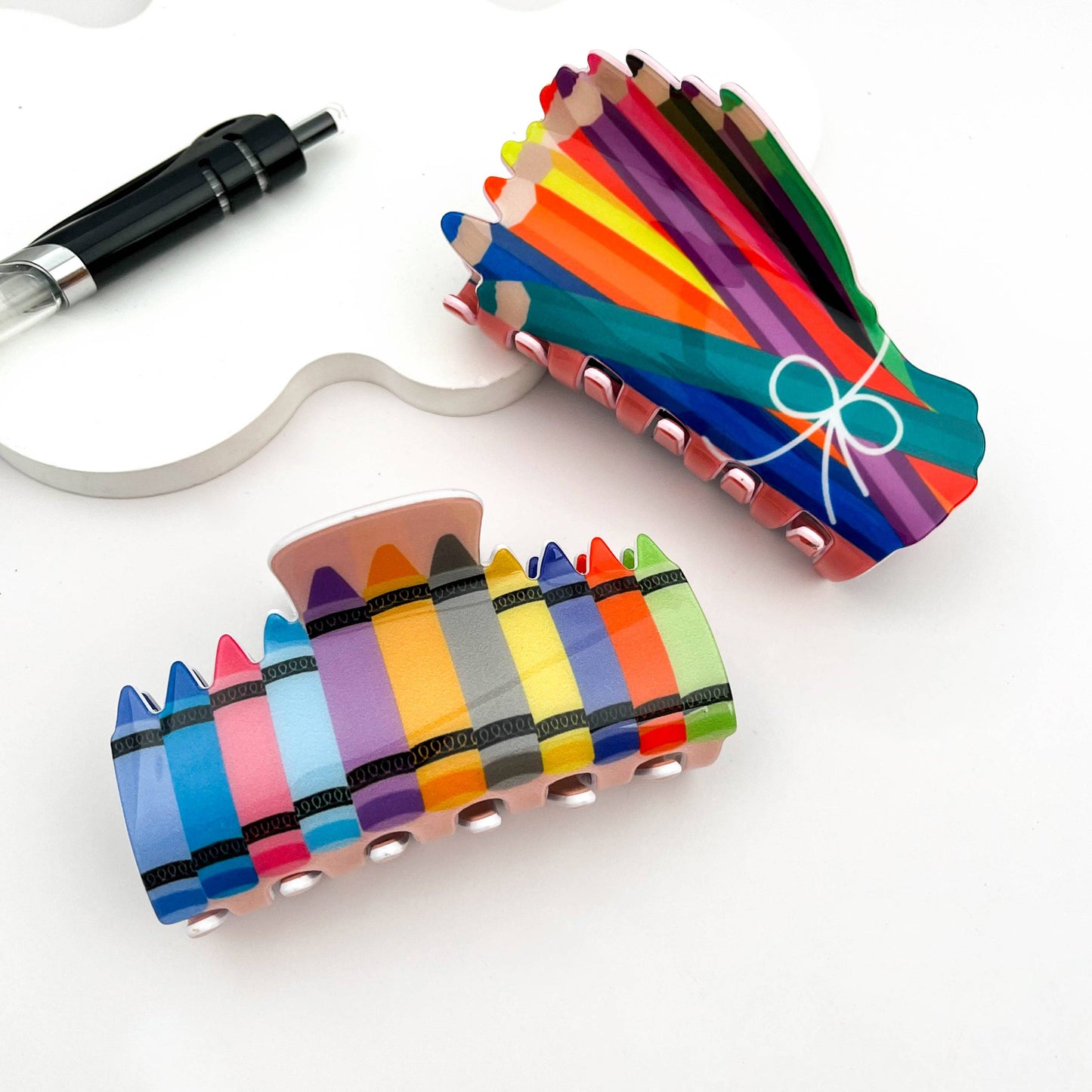 mildstyles - 🖍️ Rainbow Crayon Hair Claw – Back-to-School Fun Clip 🌈: School bus