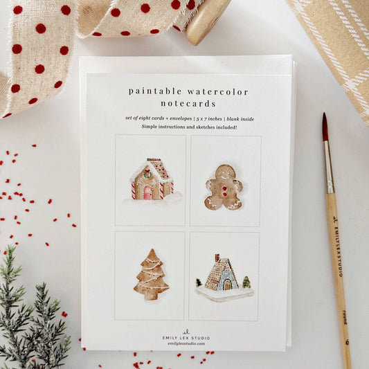 emily lex studio - Gingerbread paintable notecards