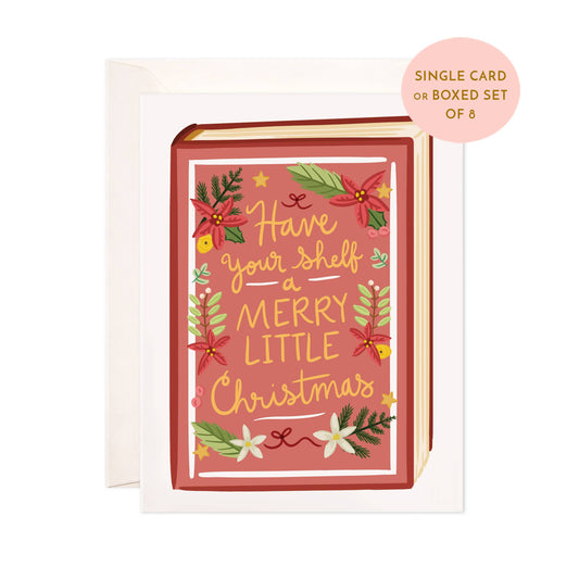 Bloomwolf Studio - Merry Little Book Greeting Card - Christmas Bookstore Card: Single Card