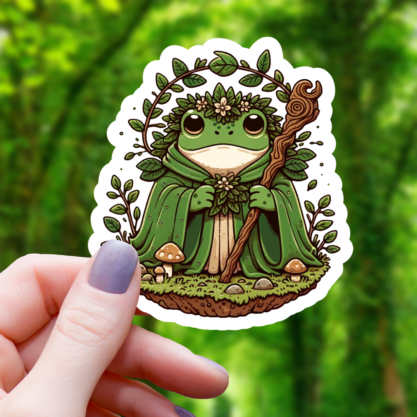 Mimic Gaming Co - Frog Druid with Nature Halo Sticker - 3"