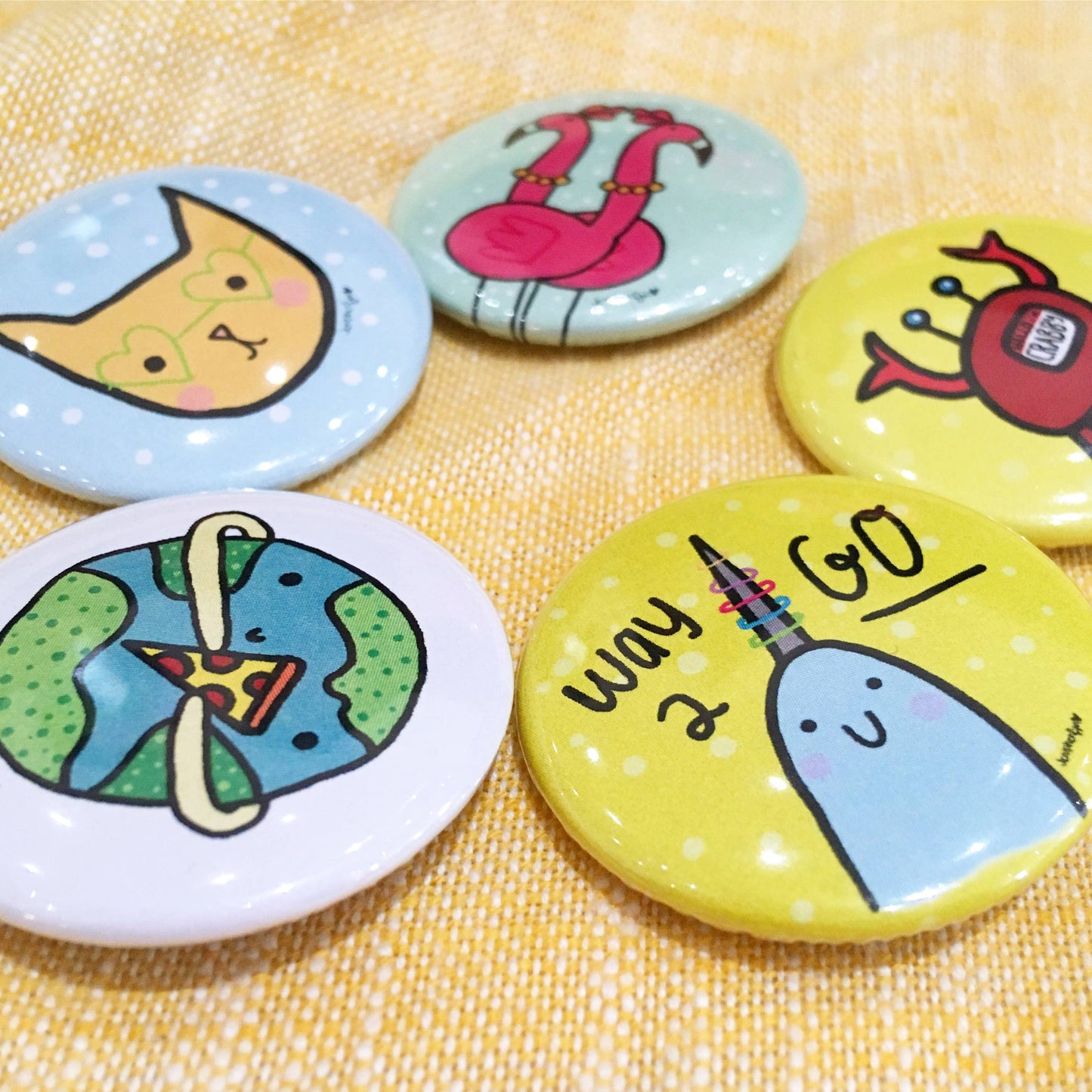 Jenipher Lyn / Nightly Doodles - Rainbow Flower - Pin Back Button - Back to School