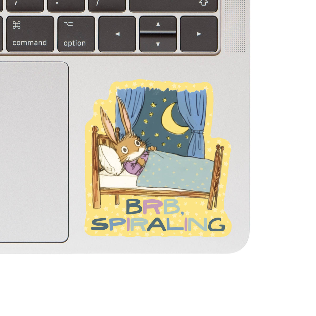 Juju and Moxie - BRB, Spiraling Funny Bunny High Quality Vinyl Sticker