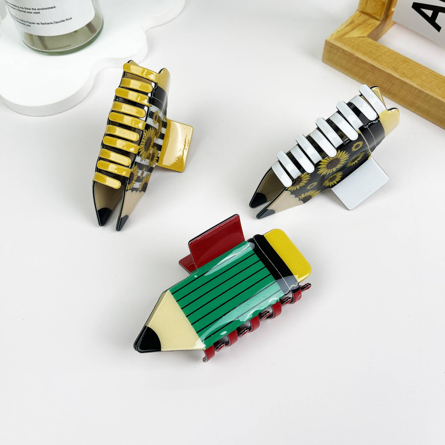 mildstyles - Sunflower Leopard Stripe Pencil Hair Claw Clip: C