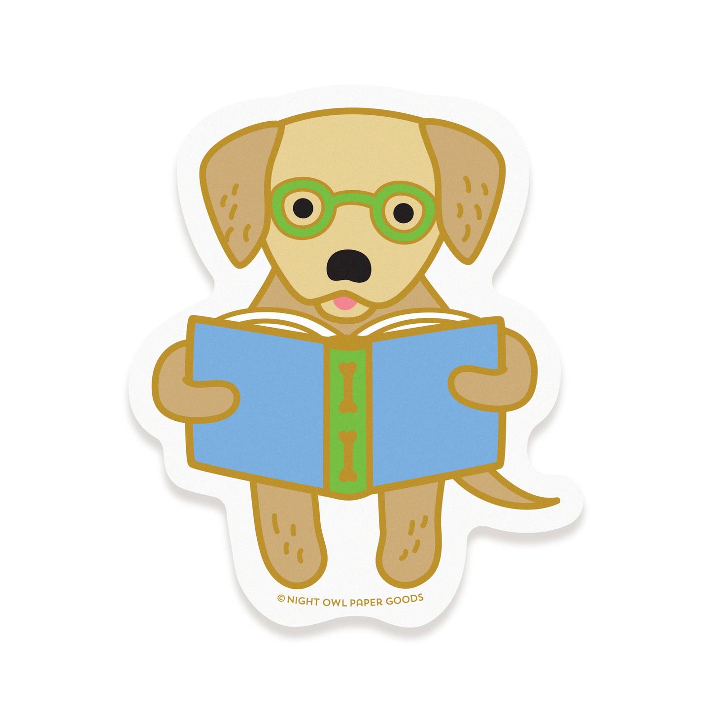 Night Owl Paper Goods - Reading Retriever Vinyl Sticker