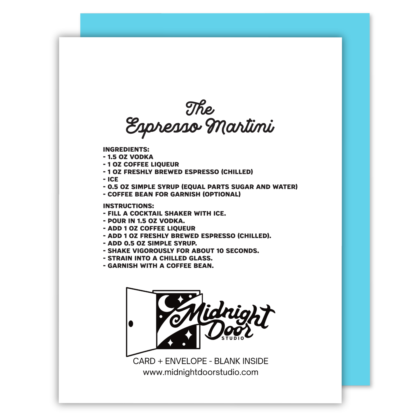 Midnight Door Studio - Forget the Cake Espresso Martini Cocktail Greeting Card