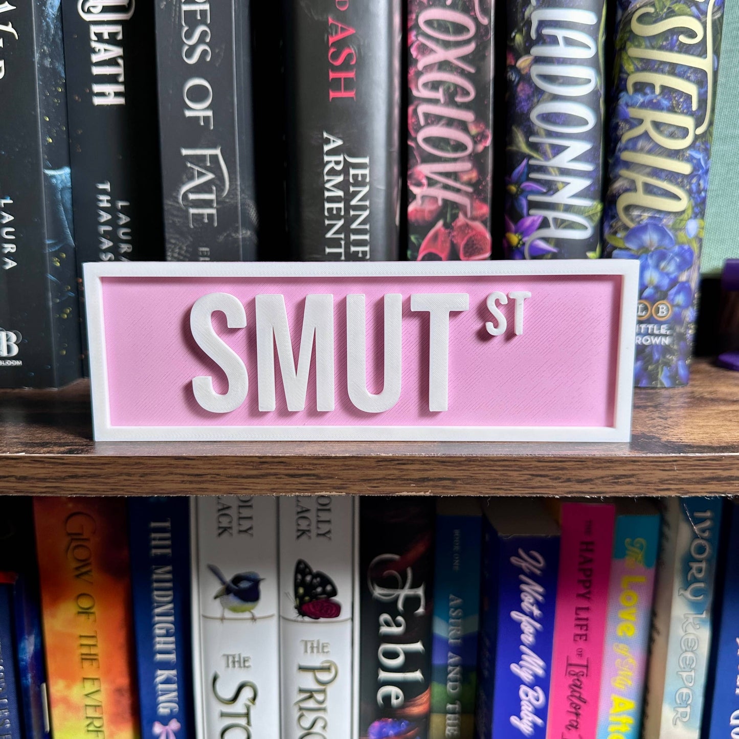 The Crafted Nook - Smut Street Sign | Bookshelf Decor: Pink Pastel