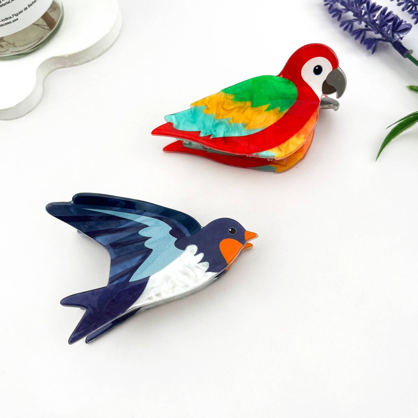 mildstyles - Realistic Parrot & Swallow Colorful Bird Hair Claw Clip: Black