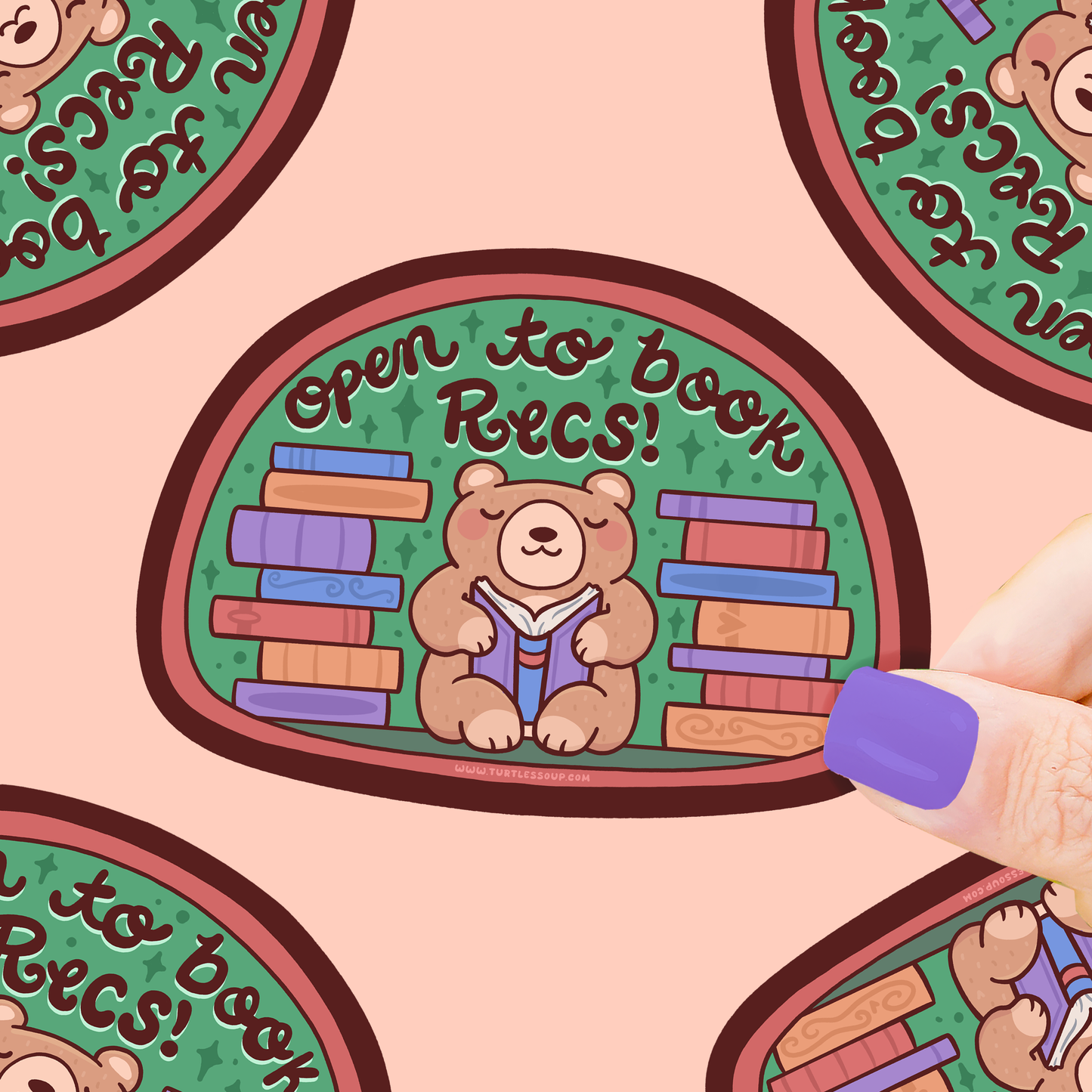 Turtle's Soup - Open To Book Recs Recommendations Reading Vinyl Sticker