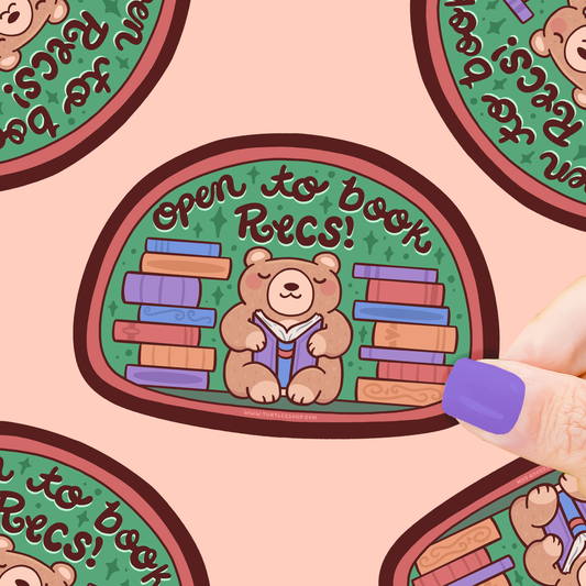 Turtle's Soup - Open To Book Recs Recommendations Reading Vinyl Sticker