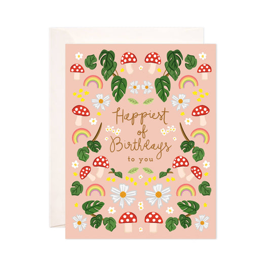 Bloomwolf Studio - Happiest Mushrooms Greeting Card - Trendy Birthday Card