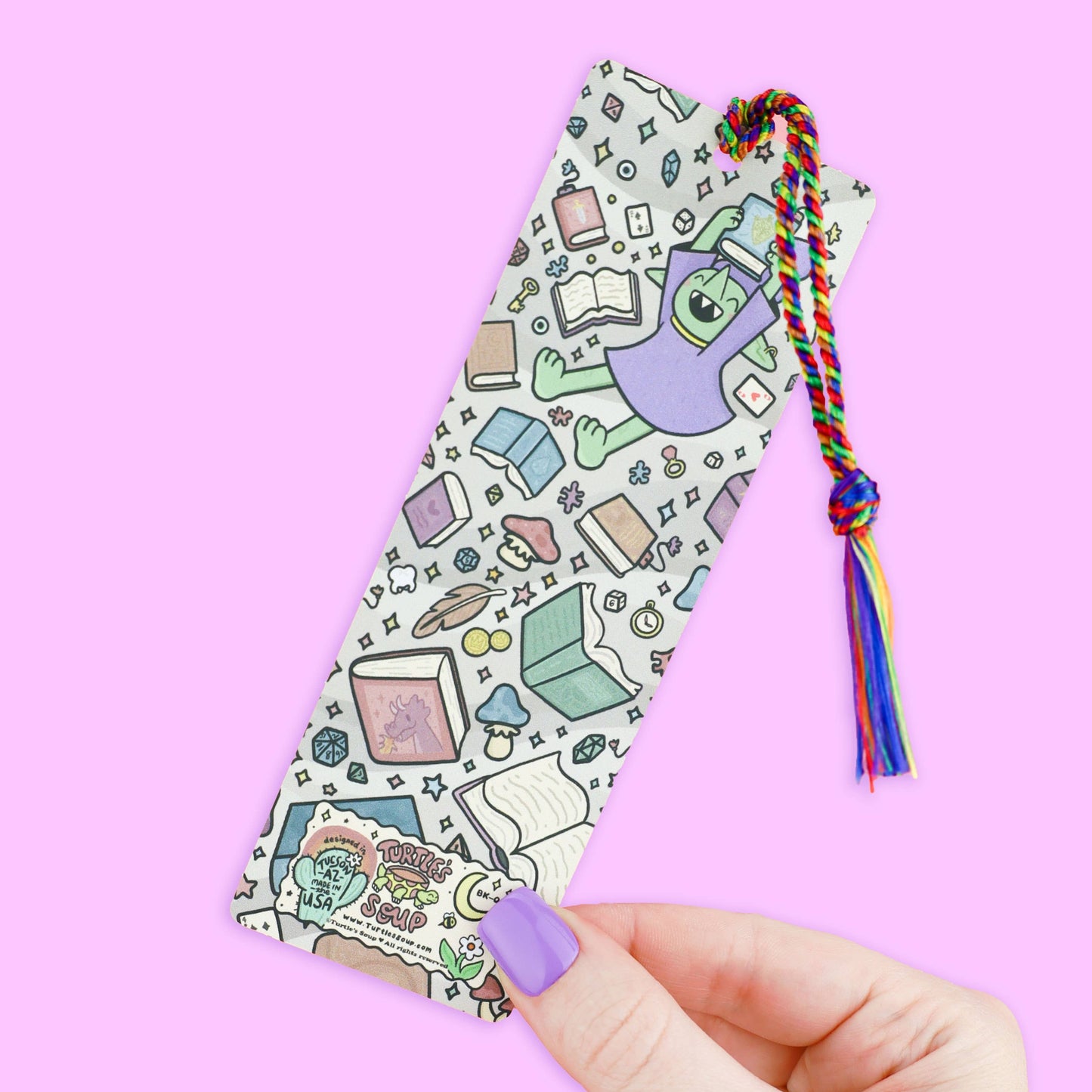 Turtle's Soup - Book Hoarder Goblin, Fantasy, Bookish, Bookmark with Tassel
