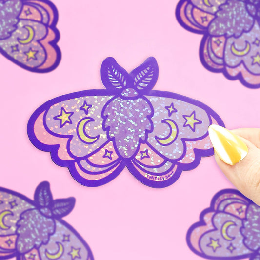 Turtle's Soup - Moon Moth Glitter Vinyl Sticker