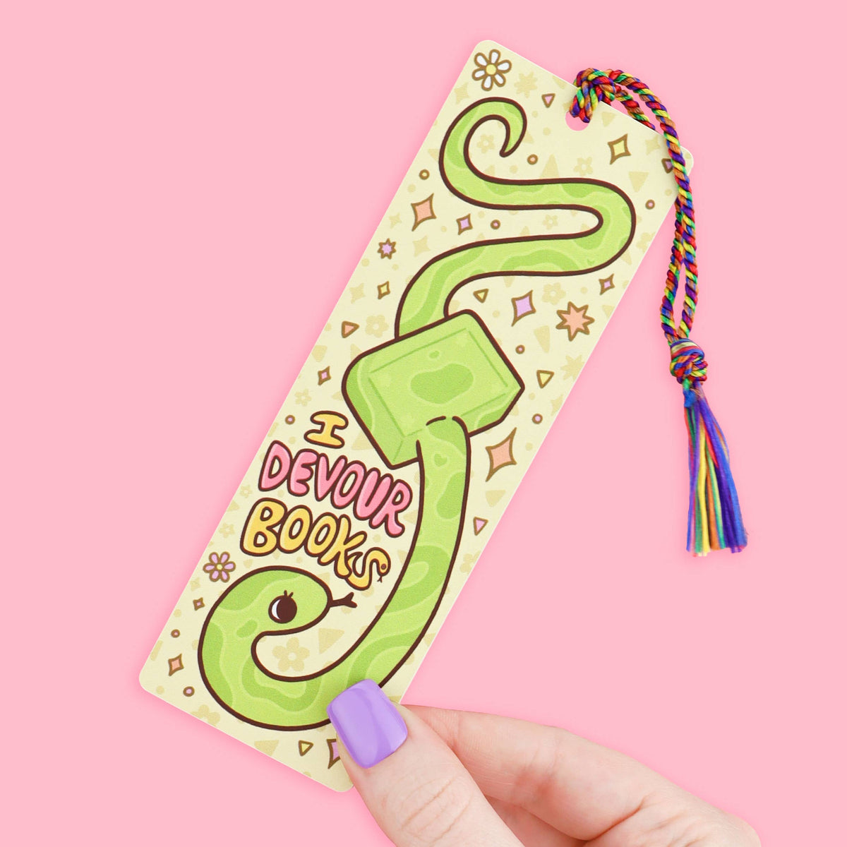 Turtle's Soup - I Devour Books, Snake, Bookish, Bookmark with Tassel