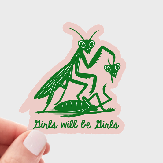 Yarnival - Girls Will Be Girls Sticker - feminist, women, pink, cute