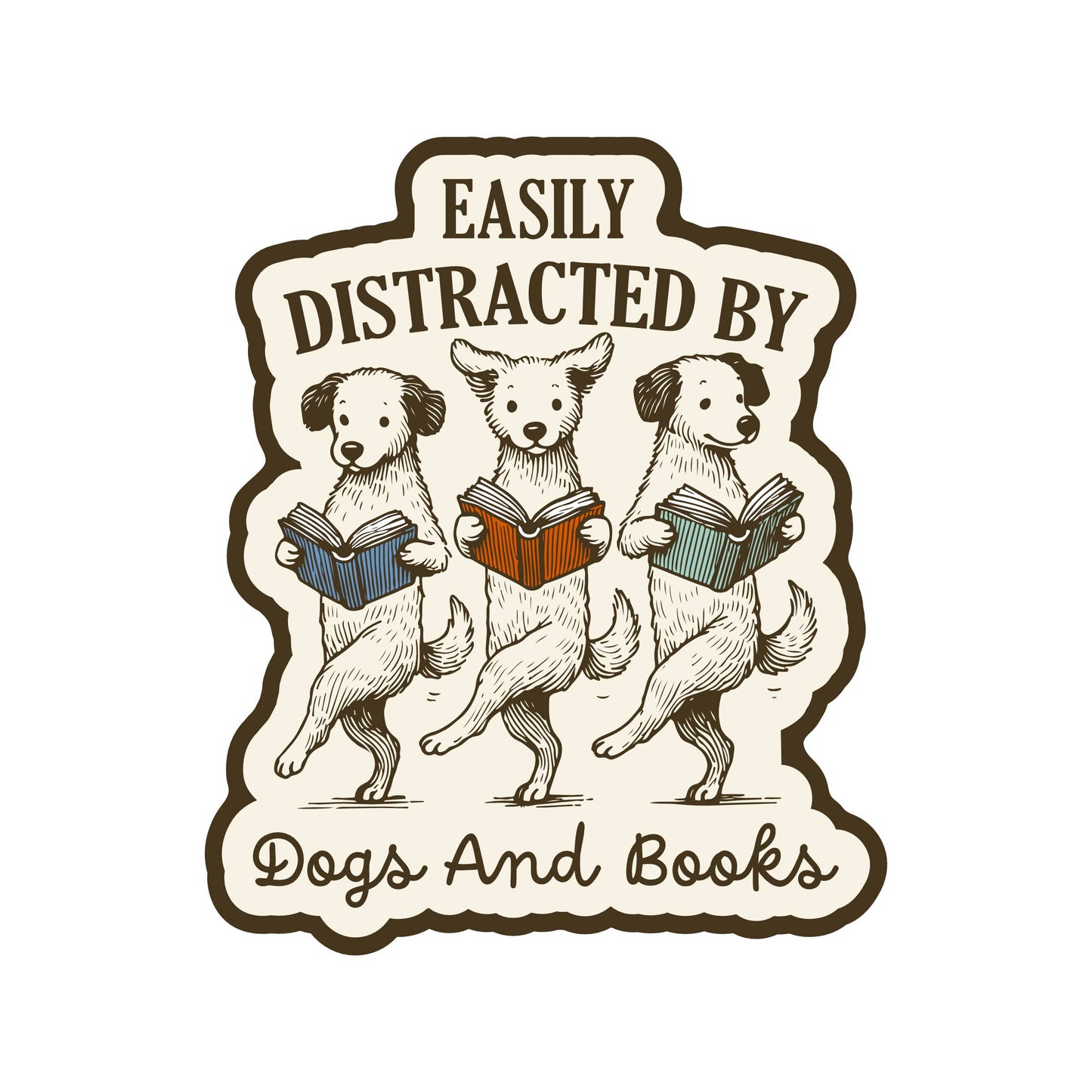Juju and Moxie - Funny Cute Dog Puppy Book Reading High Quality Vinyl Sticker