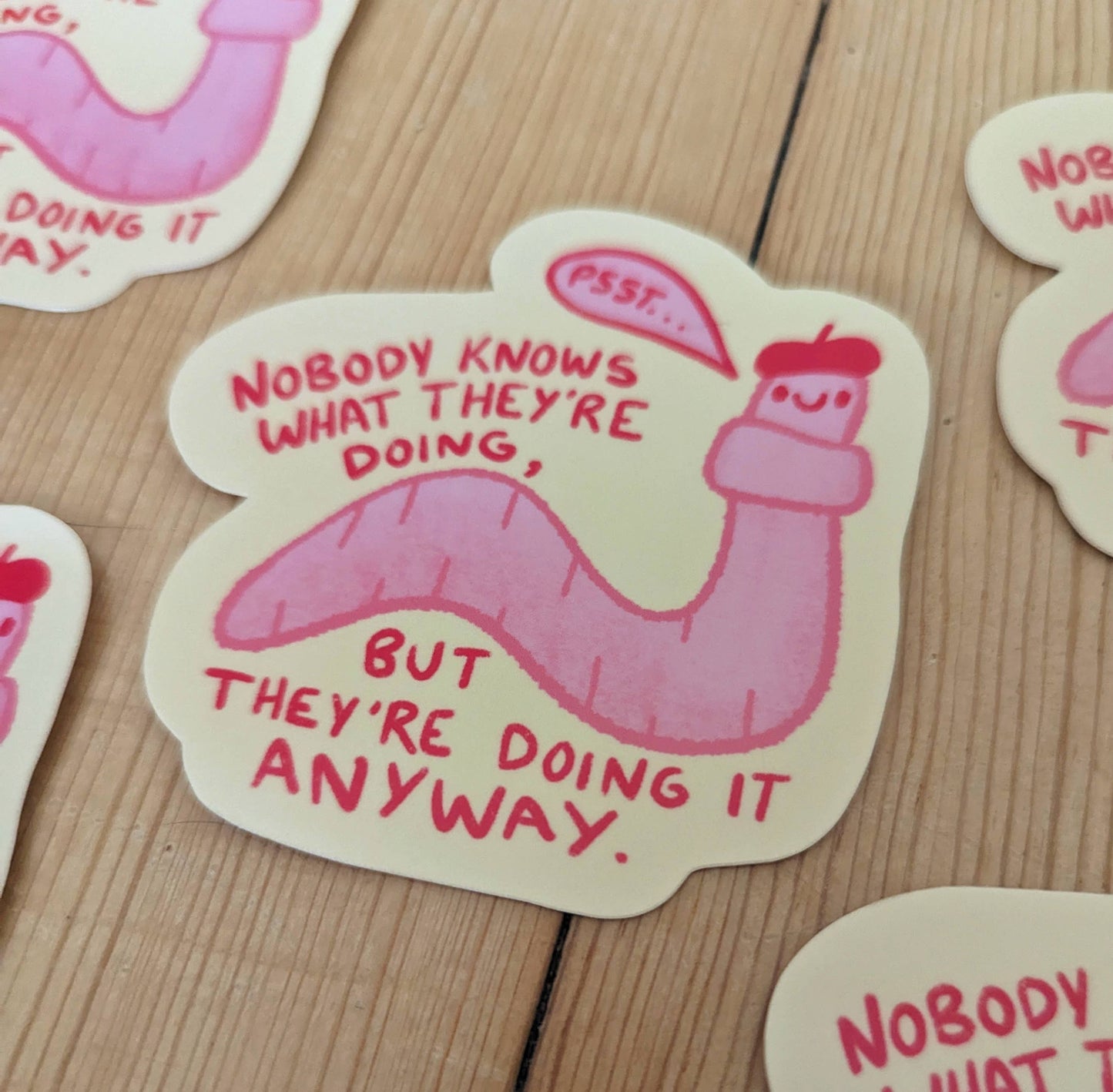 Sadsquatch - Wormy Advice - Cute Vinyl Sticker - Artist Crafter Maker