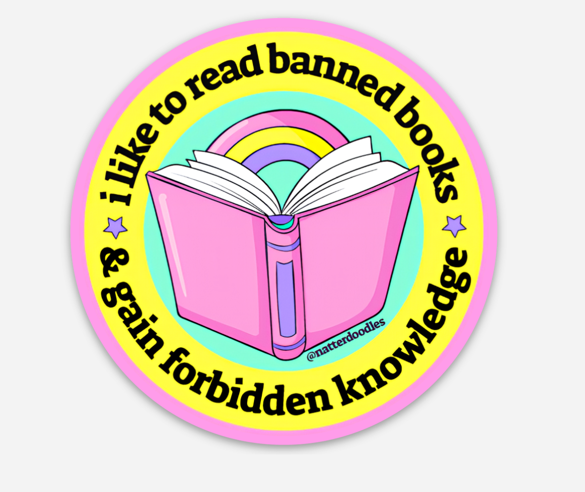 NatterDoodle - Read Banned Books, Gain Forbidden Knowledge Reading Sticker: Single
