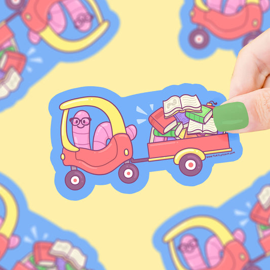 Turtle's Soup - Bookworm Tow Truck Cute Book Art Vinyl Sticker