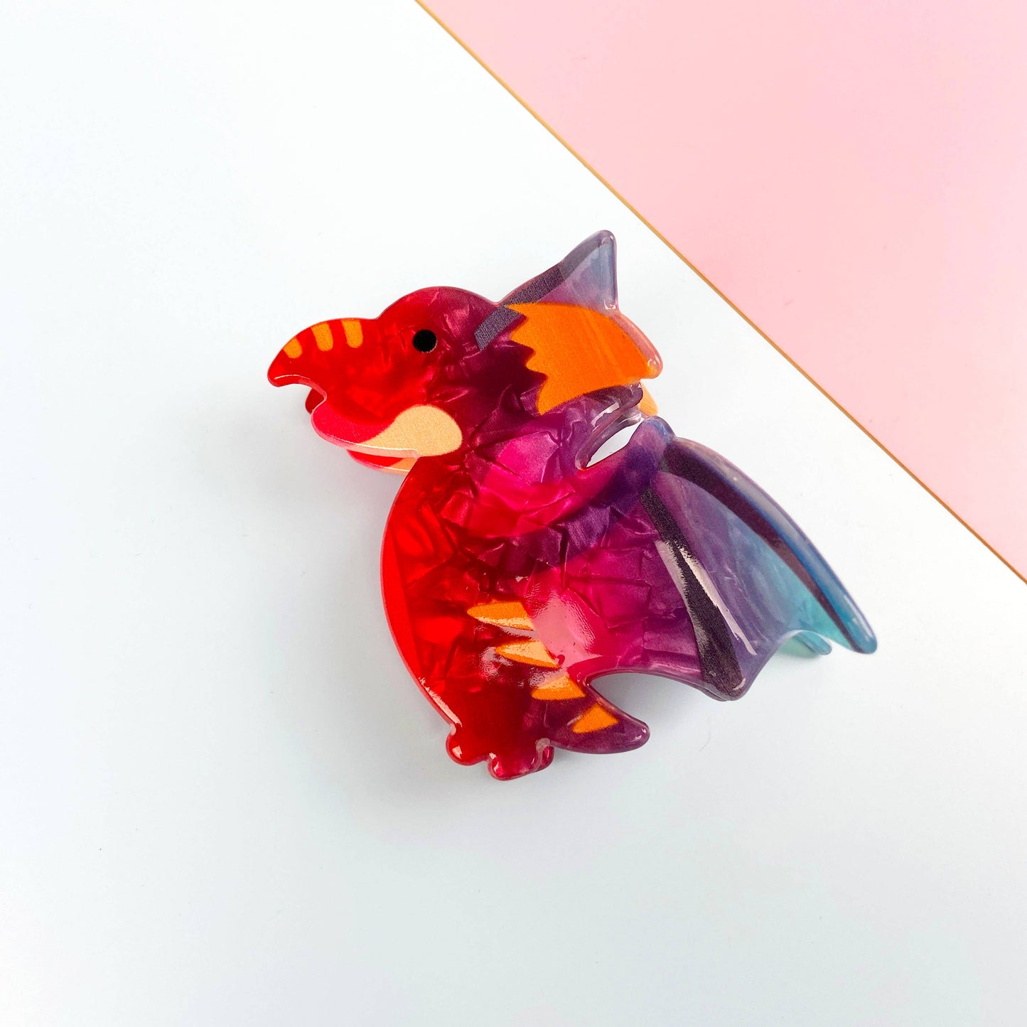 mildstyles - Cute Cartoon Dinosaur Spring Hair Claw Clips: Red-6cm