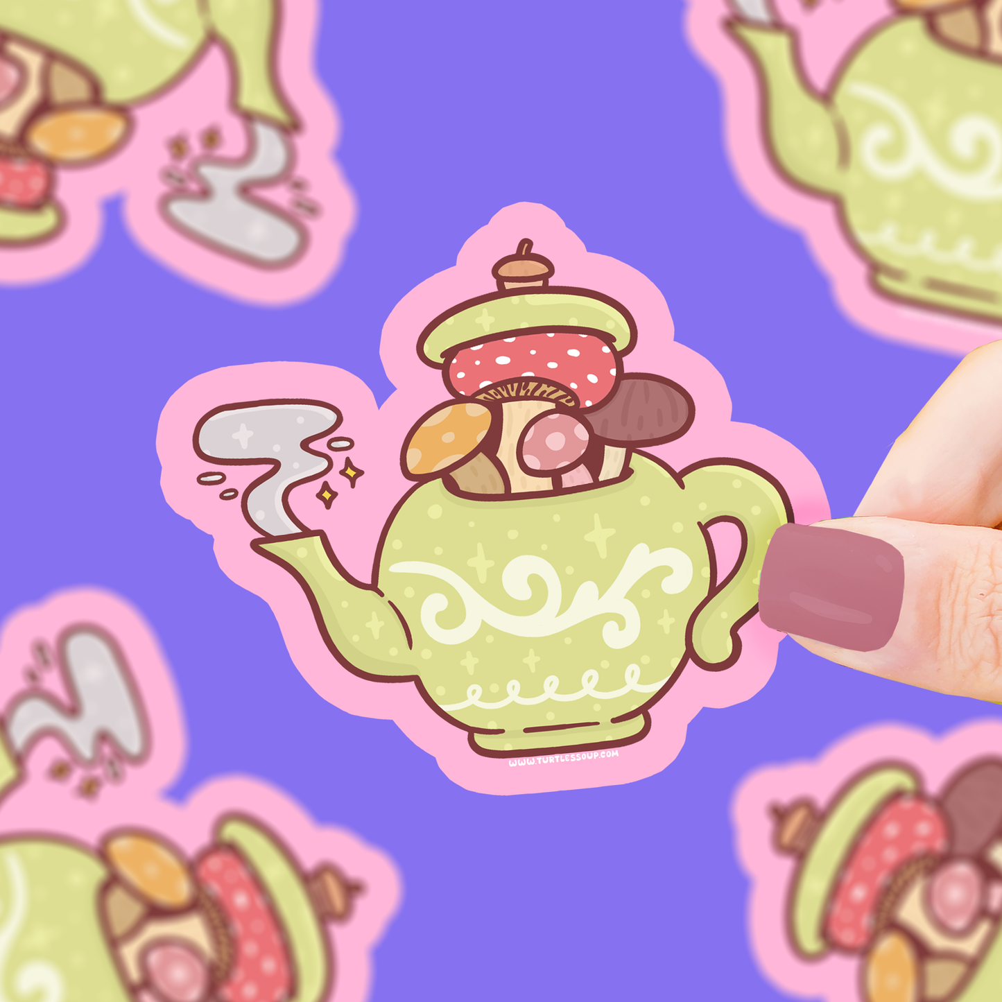 Turtle's Soup - Mushroom Tea Kettle Fall Vinyl Sticker