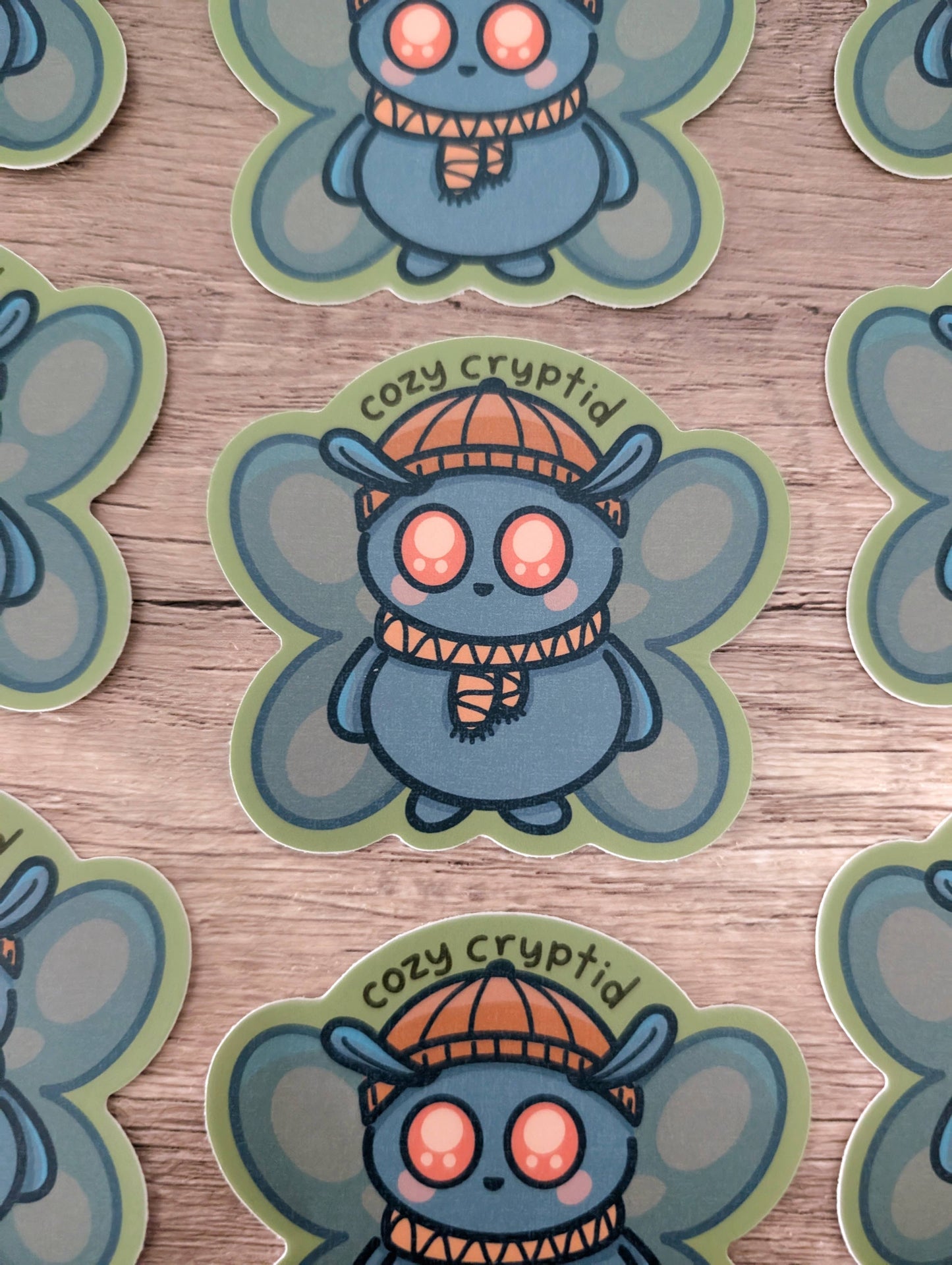Sadsquatch - Cozy Cryptid - Cute Fall Attire Mothman Vinyl Sticker