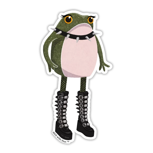 Stick With Finn - Goth Frogson Sticker: 1.5 x 2.8 in