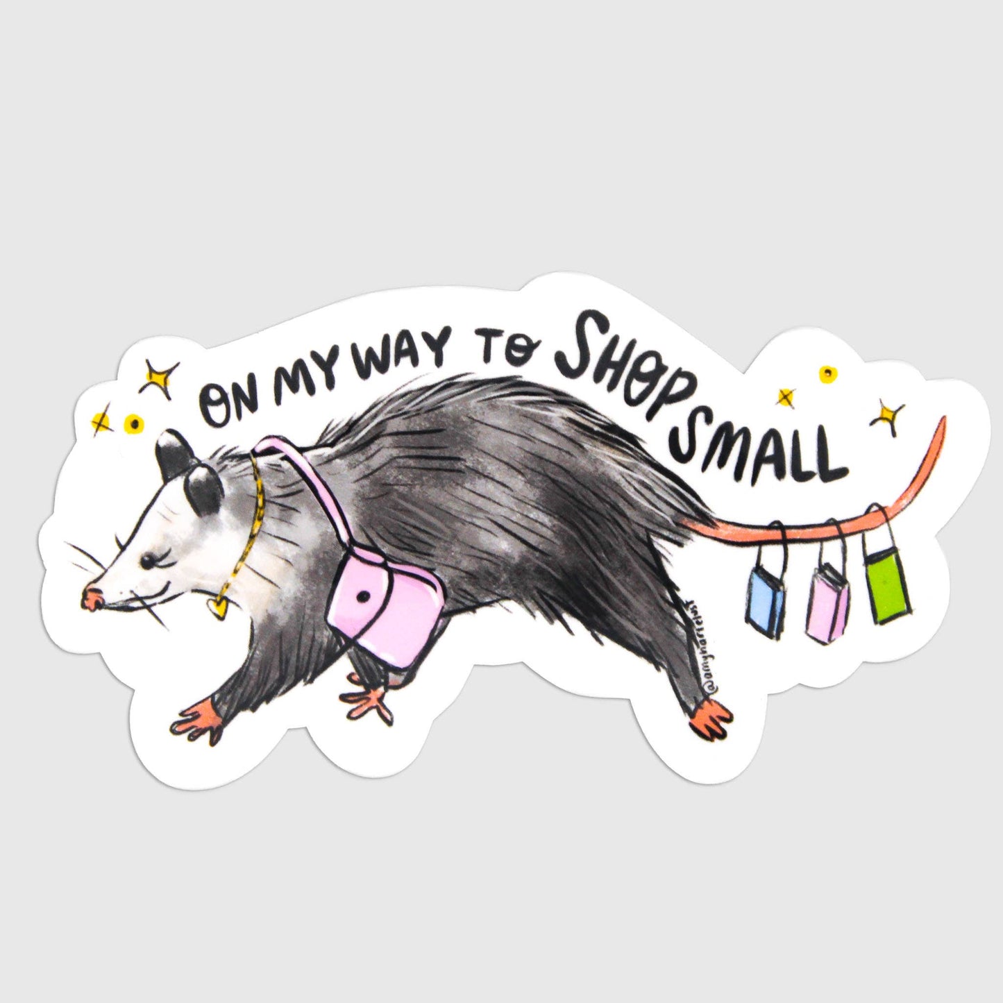 Amy Hartelust Art and Illustration - Shop Small Possum Vinyl Sticker