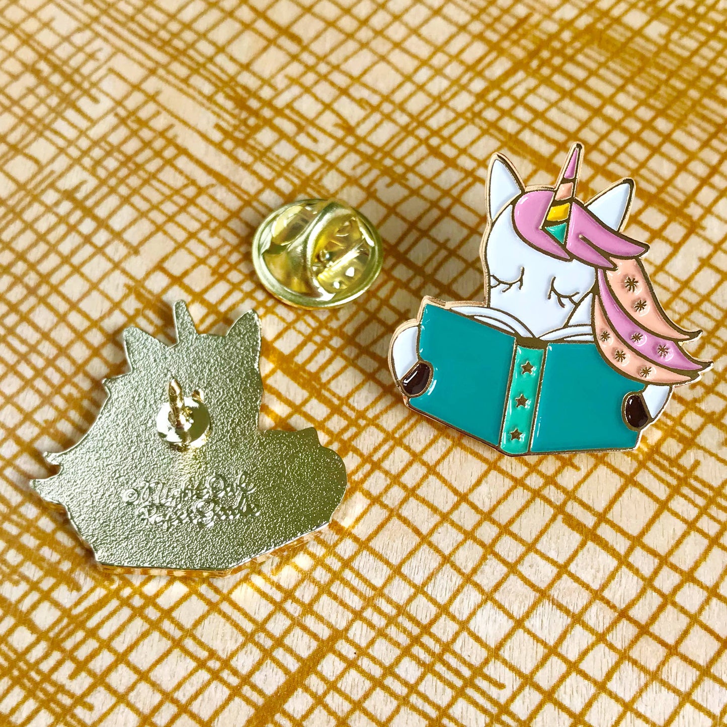 Night Owl Paper Goods - Reading Unicorn Enamel Pin