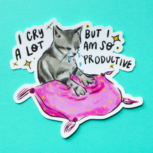 Amy Hartelust Art and Illustration - I Cry A Lot Cat Vinyl Sticker