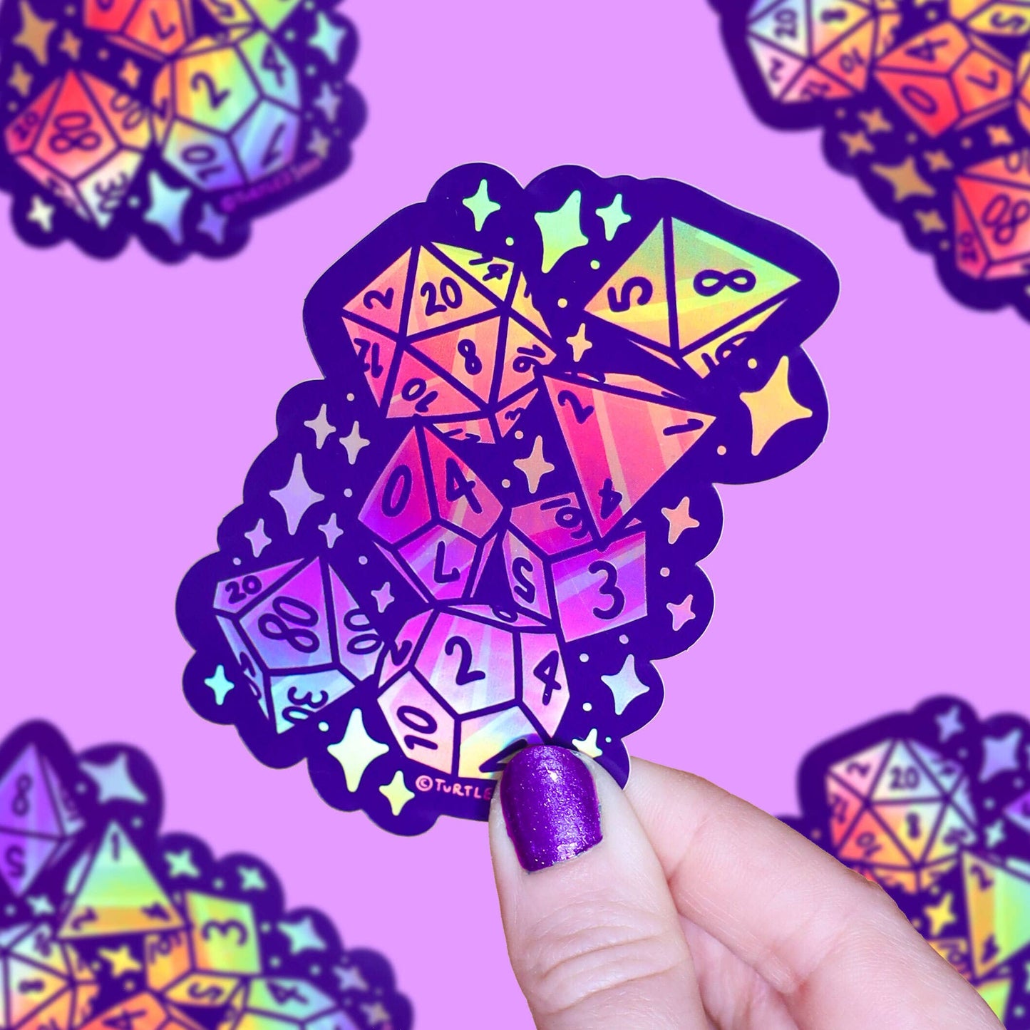 Turtle's Soup - Gamer D20 Board Game Dice  Vinyl Sticker (Holographic)