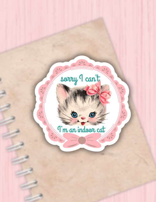 Lalatina Shop - Sorry I can't I'm an indoor cat sticker, cat decals,laptop