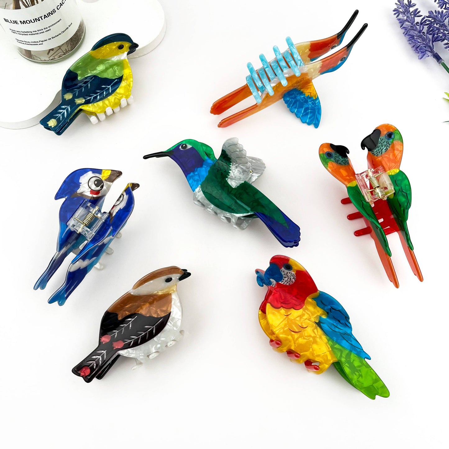 mildstyles - Colorful Cartoon Bird Acrylic Hair Claw – Cute Design: A