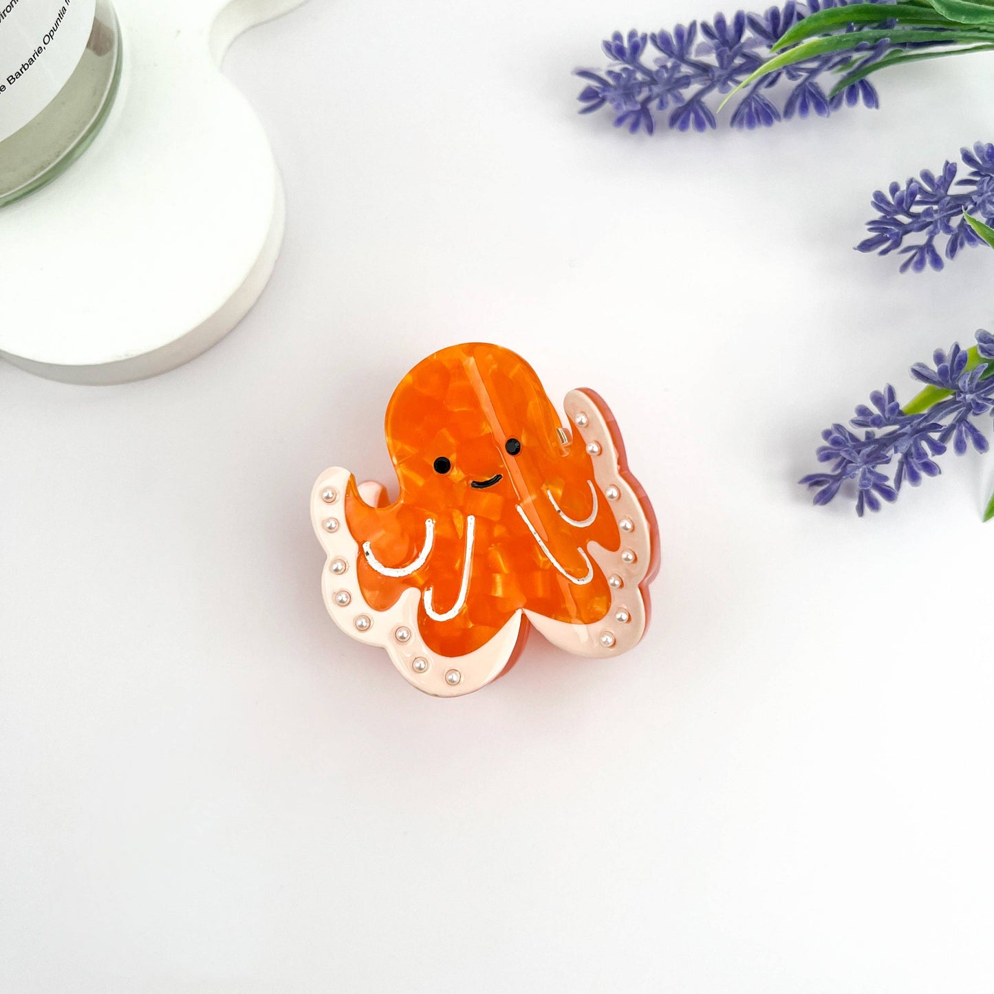 mildstyles - Exquisite Pearl Octopus Acetate Animal Hair Claw Clip: Orange