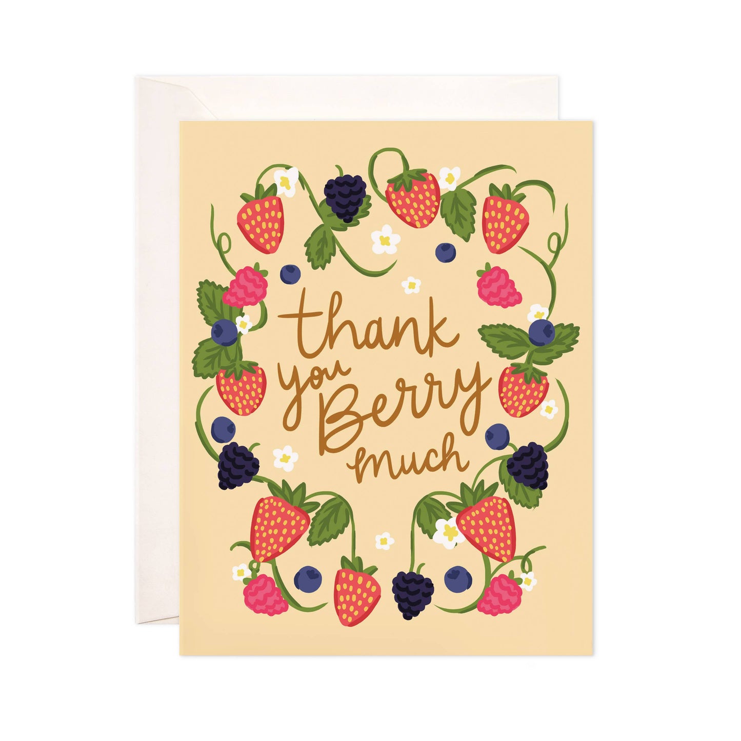 Bloomwolf Studio - Thank You Berry Greeting Card - Thank You Card: Single Card