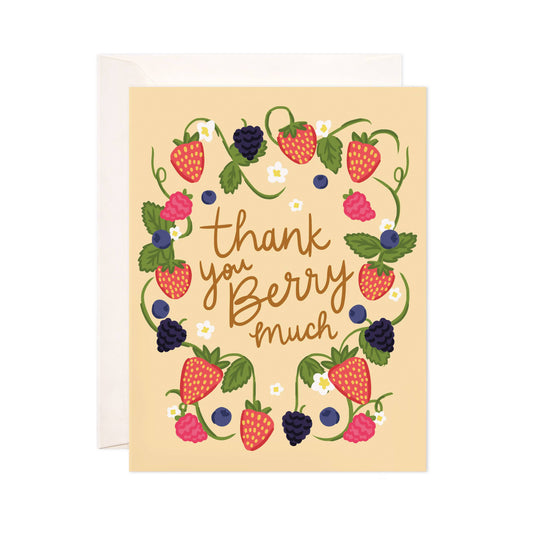 Bloomwolf Studio - Thank You Berry Greeting Card - Thank You Card: Single Card