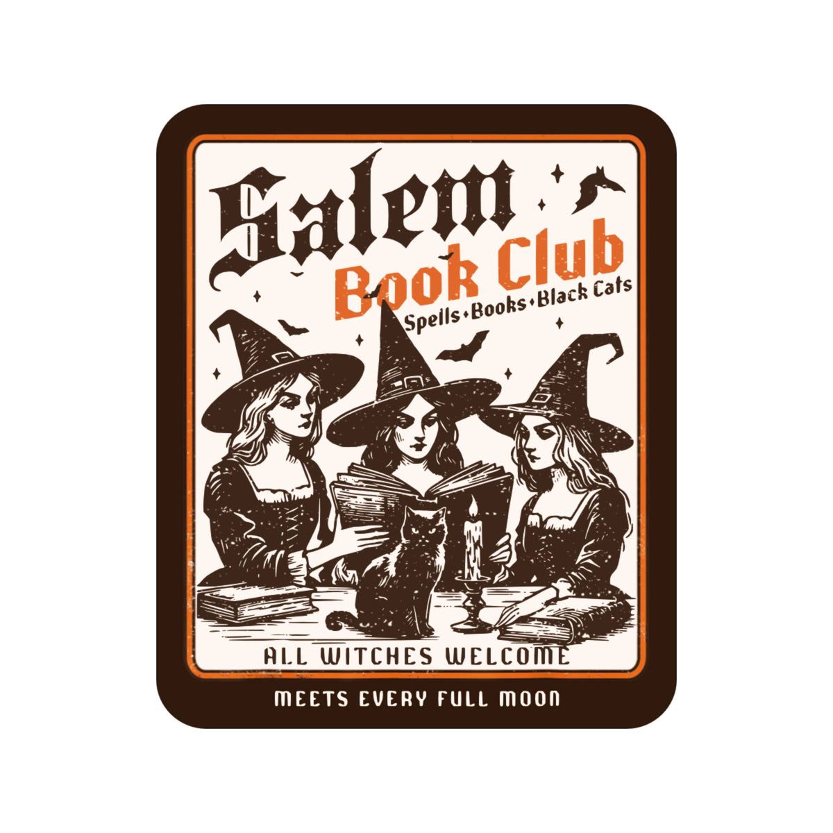 Juju and Moxie - Spooky Salem Book Witch Read High Quality Vinyl Stick