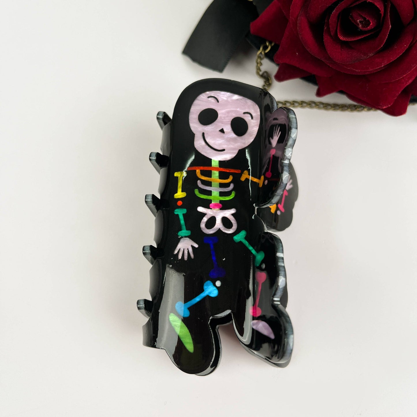 mildstyles - Halloween Black Skull Say Hi Hair Claw Clip: Black