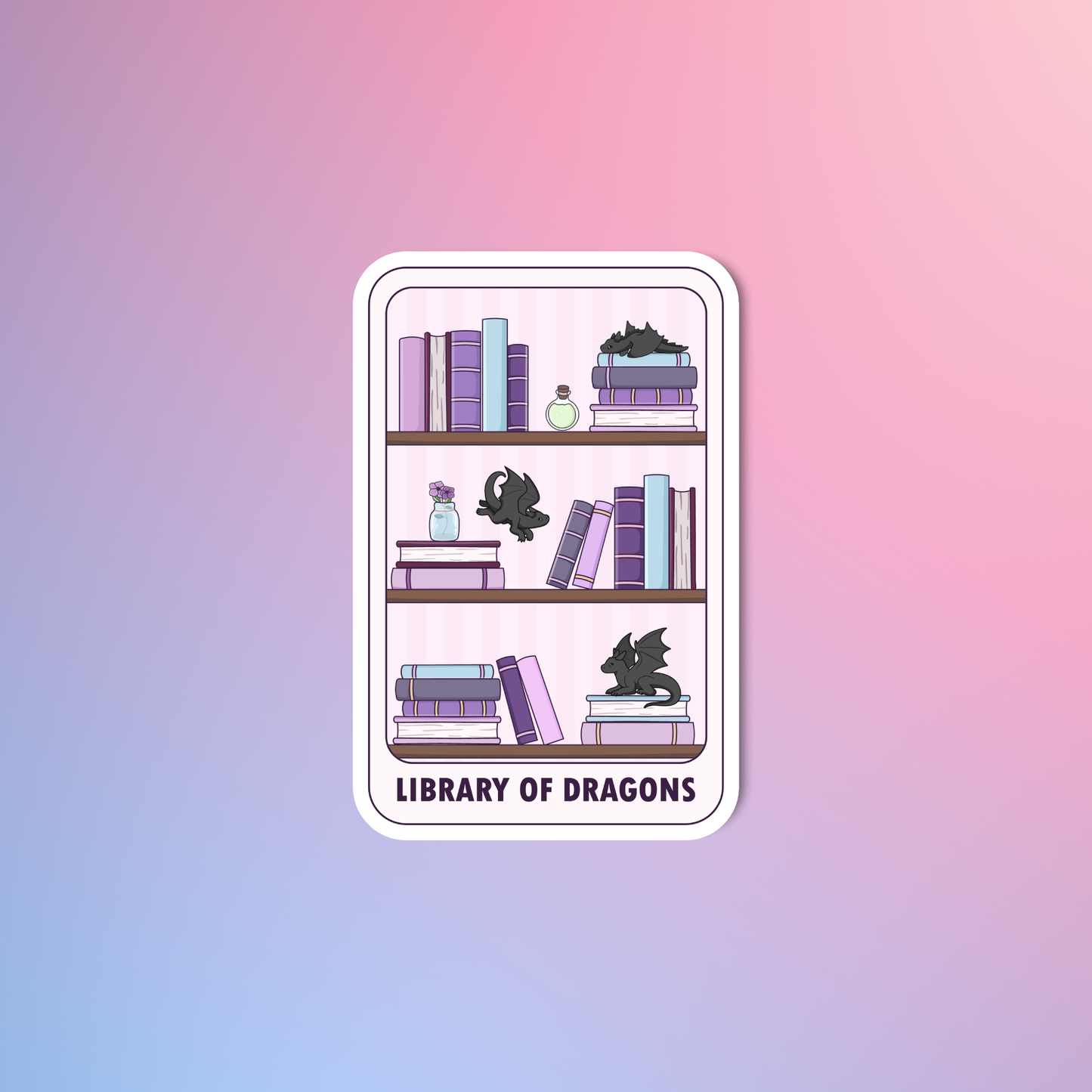 Radical Buttons - Library of dragons, Tarot sticker, Laptop sticker